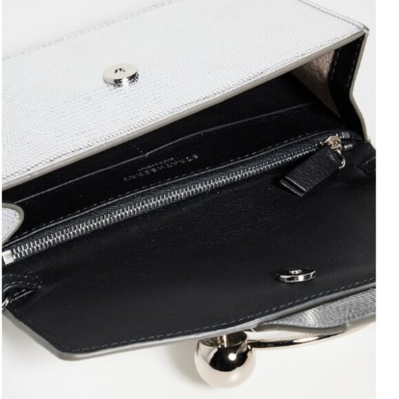 Strathberry Crescent On A Chain Silver Lizard Embossed Leather Crossbody NWOT - Picture 4 of 10